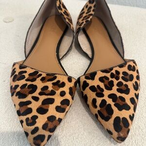 J. Crew Leopard Print Pointed D'Orsay Flats - Brown/Black